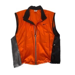 Nike Vintage Mesh Vest, Size Large, Orange/Black, Zipper Pockets, Cinched Hem